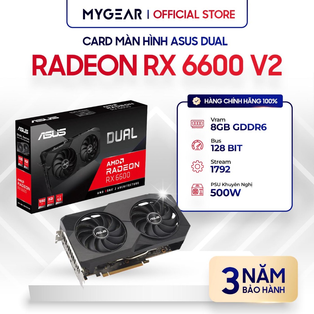 Card Màn Hình VGA ASUS Dual Radeon RX 6600 V2 8GB GDDR6 - Bảo hành chính hãng 36 tháng | BigBuy360 - bigbuy360.vn