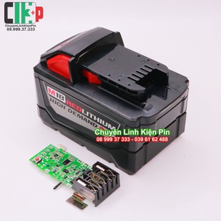 Vỏ mạch thay thế pin Milwaukee 18V 9Ah lắp 15 cell 18650, mạch nhận sạc zin ( BL64_288 )