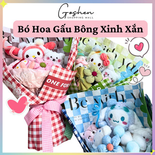Bó hoa thú nhồi bông, bó hoa gấu bông dễ thương cao cấp