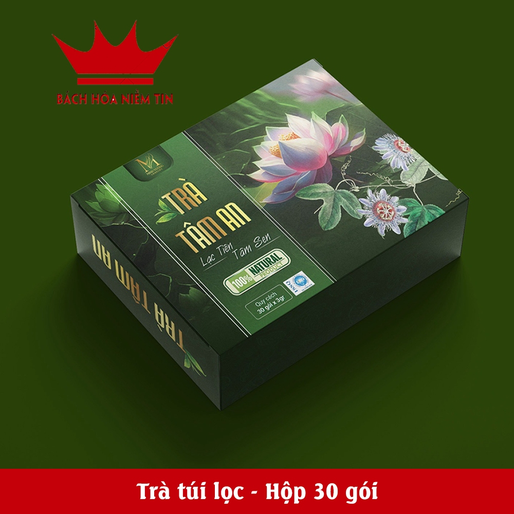 Trà Tâm An Lạc Tiên Tâm Sen Phiên bản quà Tết 2024 - lá vông giúp ngủ ngon, thanh nhiệt cơ thể - hộp 15 gói x3 gam