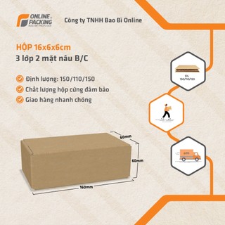 16x6x6 hộp carton size nhỏ 100 hộp