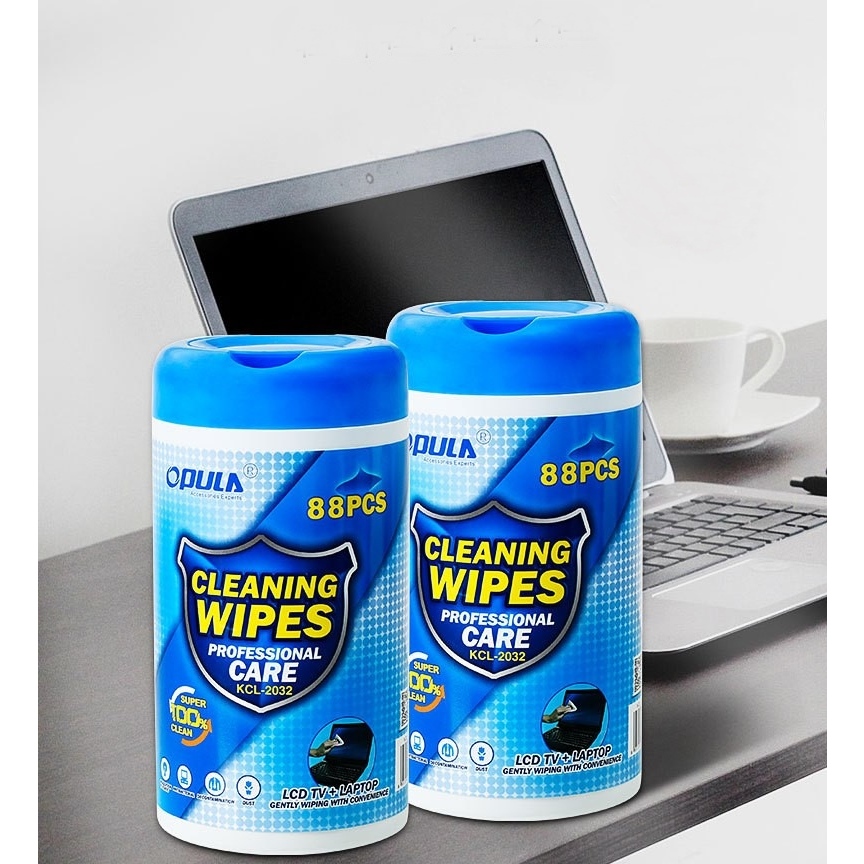 Bộ Vệ Sinh OPULA Macbook/Laptop/Lens/Máy ảnh/Điện thoại Khăn Rút Cleaning Wipes Hộp 88 Khăn