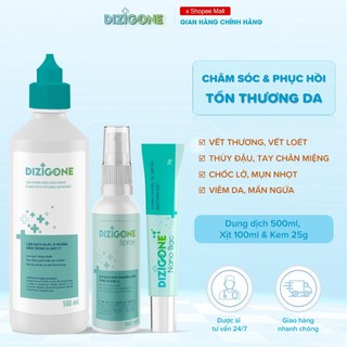 Dung dịch kháng khuẩn dizigone 500ml & xịt kháng khuẩn dizigone 100ml & kem dizigone nano bạc 25g