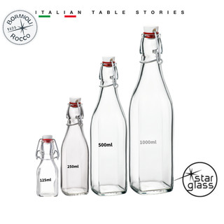 Chai Thủy Tinh Vuông Italy Swing I Chính Hãng Bormioli - Dung Tích 125ml, 250ml, 500ml, 1000ml - Đựng Mật Ong, Kombucha