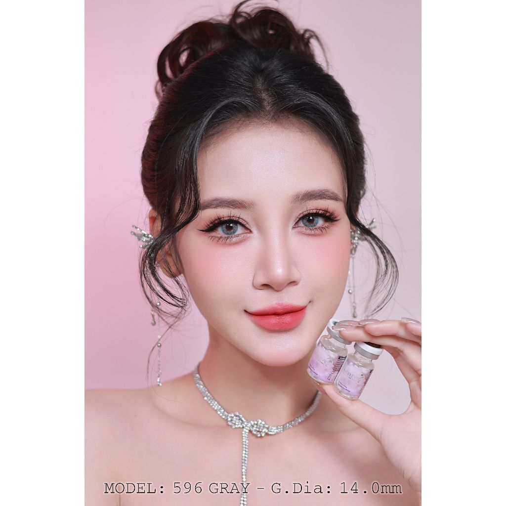 [1 year] Kính áp tròng LUNA EYES 596 GRAY - Lens size nhỏ