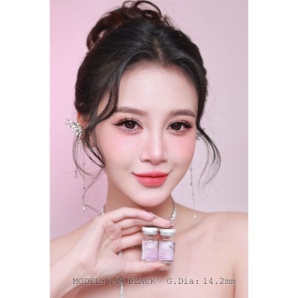 [1 year] Kính áp tròng LUNA EYES 146 BLACK - Lens size vừa