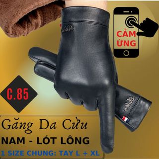 Găng Tay Da Cừu Nam Cảm Ứng ĐT Mỏng Nhẹ Lót Lông Cao Cấp Đi Mưa Thoải Mái, Dễ Lái Xe - Không Bong Nổ - BH 5 Năm - C.85