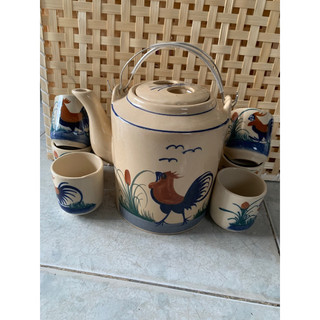 Bộ bình trà con gà và 6 tách con gà