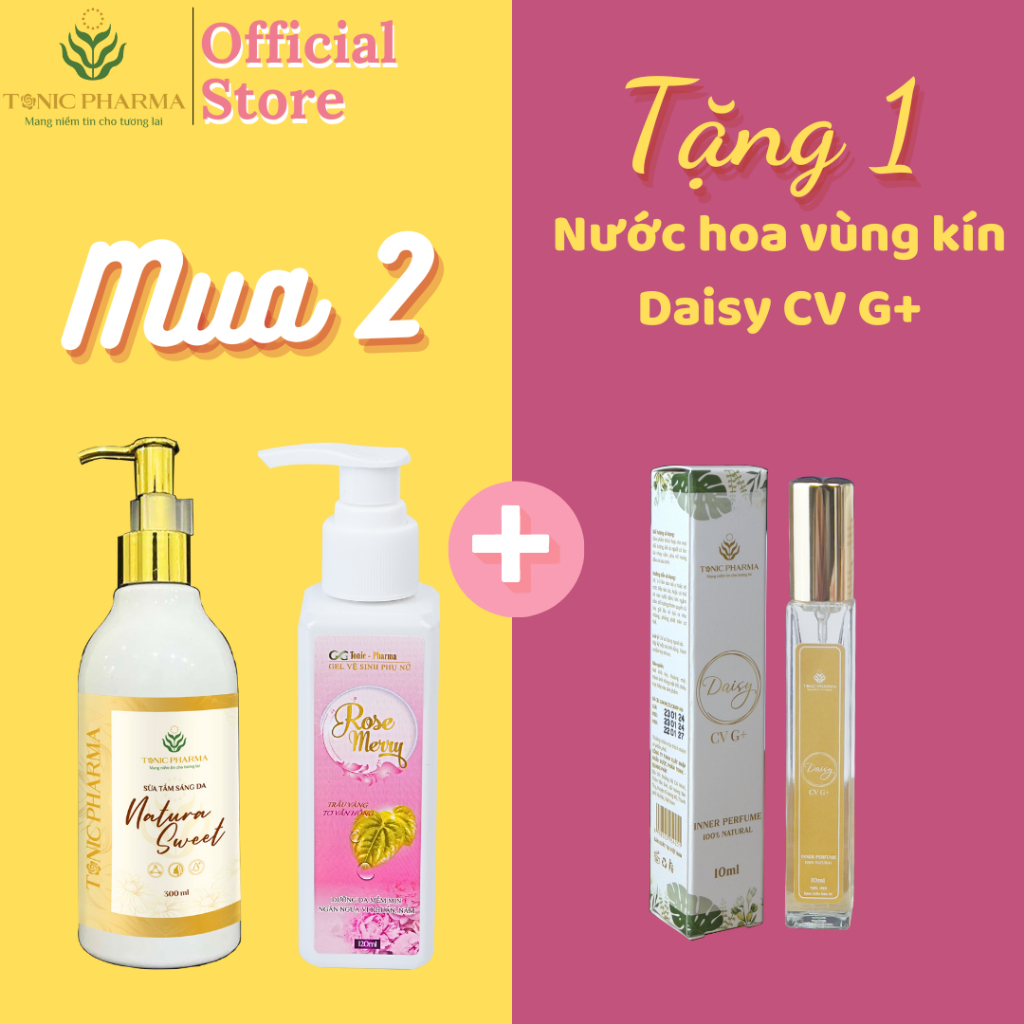 Combo Sữa Tắm Natura Sweet Tonic Pharma - Dung Dịch Vệ Sinh Phụ Nữ Rose Merry - Chăm Sóc Toàn Thân