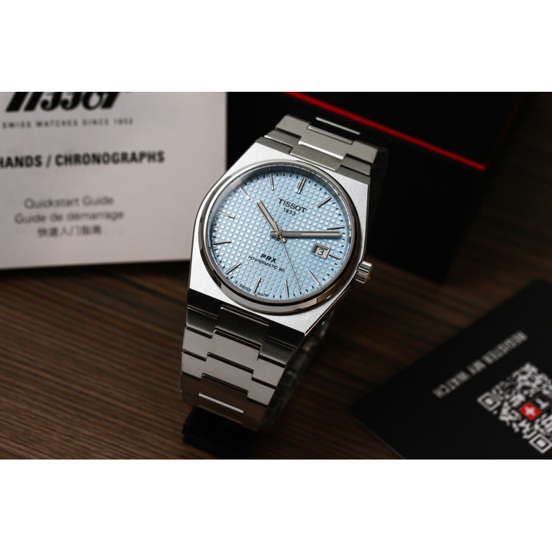 Đồng hồ nam dây thép Tissot PRX Powermatic 80 Green Ice Blue Limited 40mm