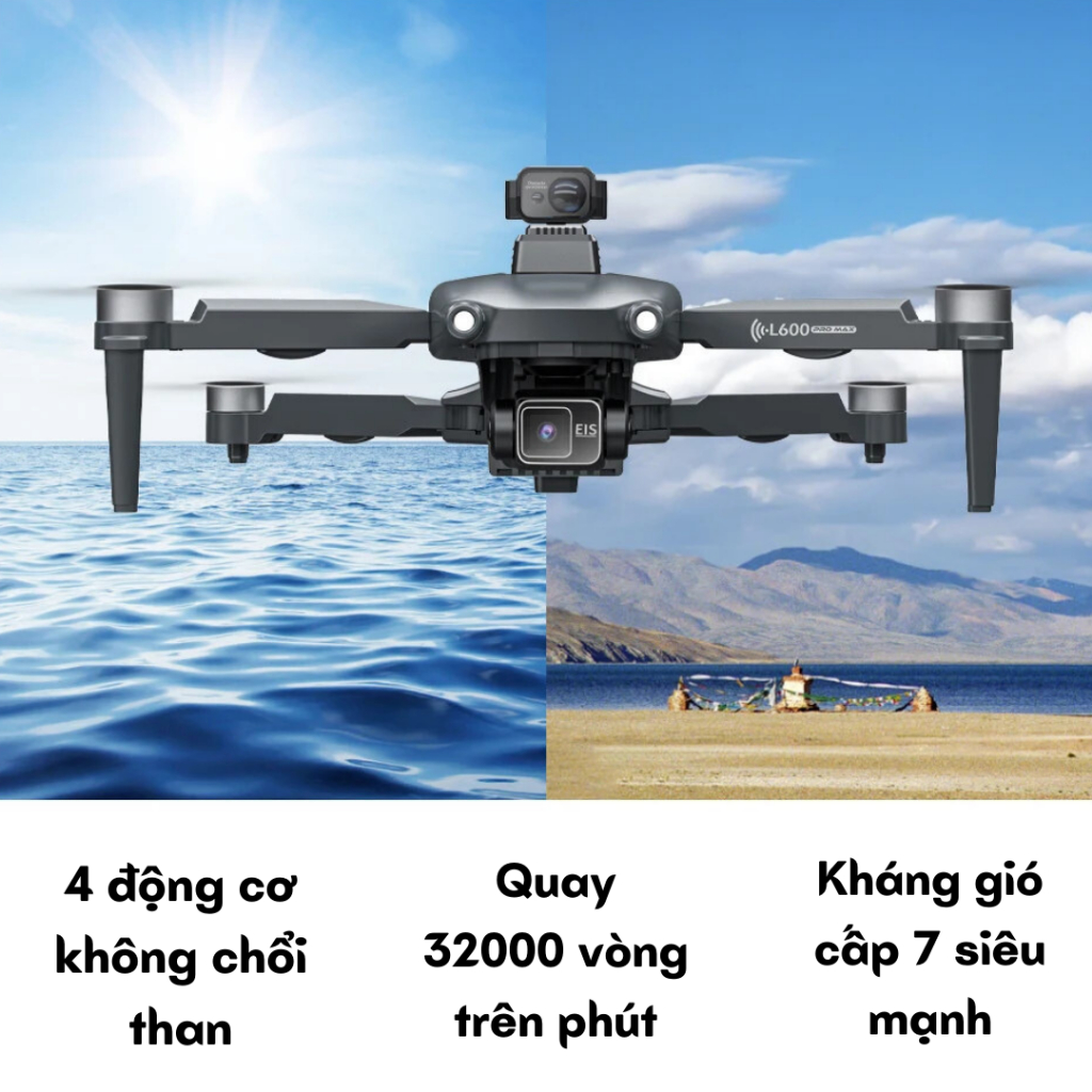 Flycam L600 Pro Max GPS Tự Bay Về, Plycam mini Camera Chống Rung 3 Trục, Động Cơ Không Chổi Than | BigBuy360 - bigbuy360.vn
