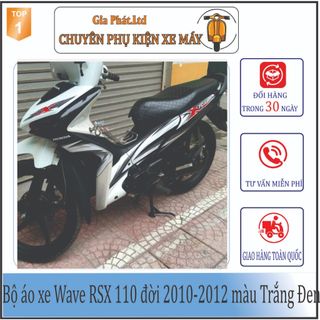 Bộ dàn áo xe wave rsx 110 đời 2010 đến 2012 màu trắng đen