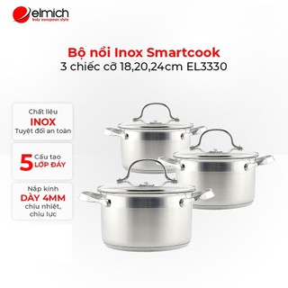 Bộ 3 Nồi Inox 304 Elmich Smartcook SM3330 Dùng Bếp Từ - Xuất xứ: Cộng hoà Séc