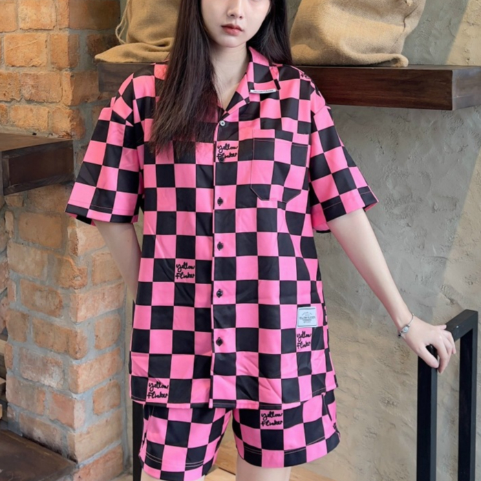 Bộ pijamas YELLOW FLICKER caro black pink unisex