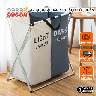 Giỏ đựng quần áo giặt nhiều ngăn phân loại quần áo