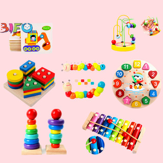 Combo 7 đồ chơi giáo dục bằng gỗ phát triển trí tuệ, an toàn cho bé