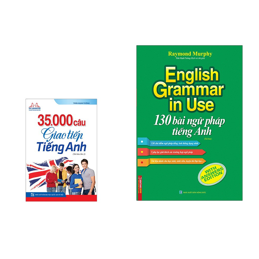 Sách - Combo 2c 130 Bài ngữ pháp tiếng anh (màu) + 35000 Câu giao tiếp tiếng anh