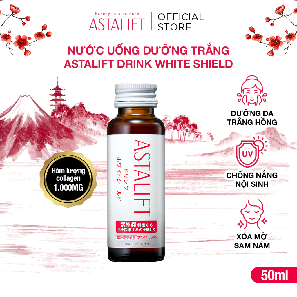 Nước Uống ASTALIFT Drink White Shield Collagen Dưỡng Trắng Da 10 lọ x 50ml