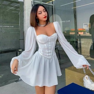 đầm thiết kế tay bồng cúp ngực