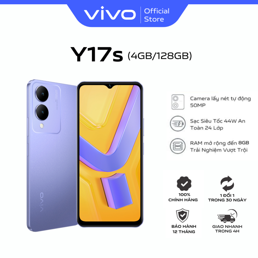 Điện thoại vivo Y17s - Tím Sao Băng - Hàng Chính Hãng - Camera 50MP