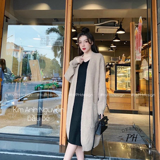 Áo cardigan len dáng dài lông thỏ mềm mịn