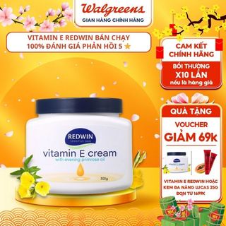 Kem dưỡng ẩm Redwin Vitamin E Cream 300g Úc nuôi dưỡng da luôn ẩm mướt, mịn màng, phục hồi và bảo vệ làn da