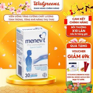 Viên Uống Menevit Úc hỗ trợ tăng chất lượng tinh trùng cho nam 30 viên Úc