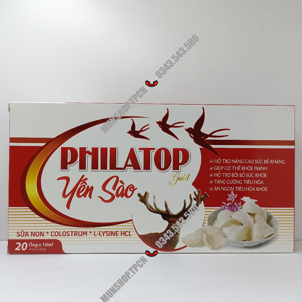 PHILATOP Yến Sào Gold hộp 20 ống - Hỗ trợ bồi bổ sức khỏe, tăng cường tiêu hóa, ăn ngon, tăng cường miễn dịch