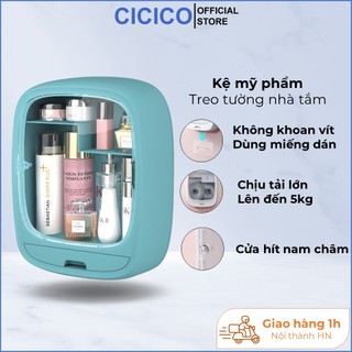 Kệ mỹ phẩm treo tường loại xịn Cicico365 chất nhựa ABS cao cấp 100% để đồ trang điểm trong nhà tắm không đục lỗ