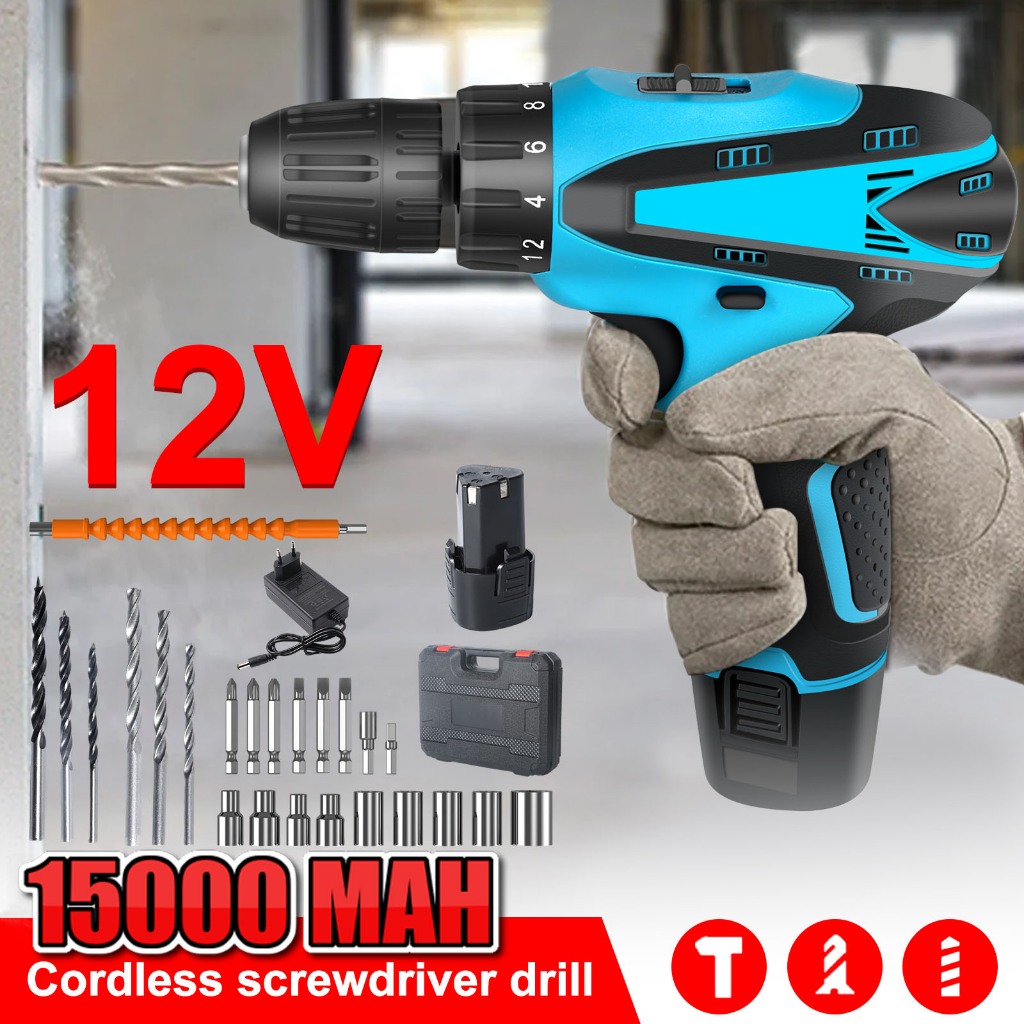 Máy khoan pin cầm tay,máy bắn ốc vít,Máy Siết Bulong 15000mah, có đảo chiều và đèn LED