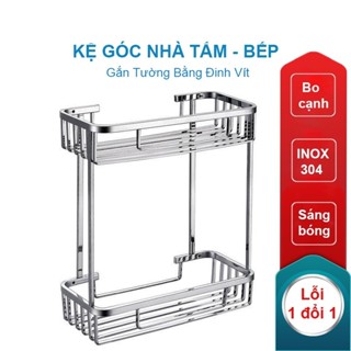 Kệ Góc Để Sữa Tắm Chất Liệu Inox 304 2 Tầng Nan Vuông Cao Cấp Sáng Bóng Ko Gỉ