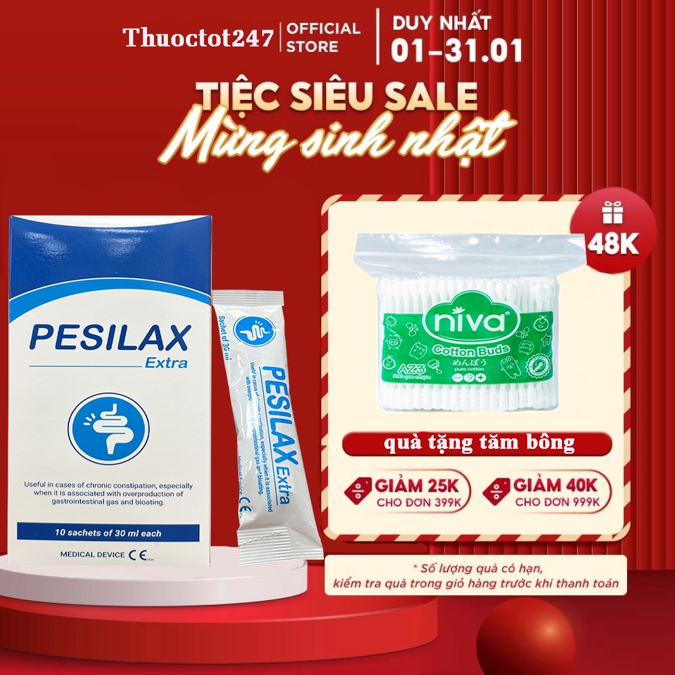 PESILAX EXTRA NHUẬN TRÀNG, HỖ TRỢ GIẢM TÁO BÓN [ NHẬP KHẨU ITALY ][ Hộp 10 gói ]