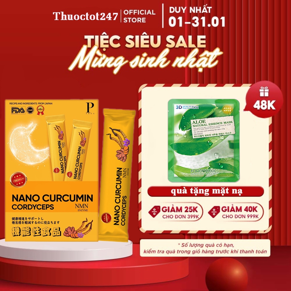 ✅[Mẫu Mới] Thạch Nghệ NMN Đông Trùng Hạ Thảo Parea Nano Curcumin Cordyceps - Hộp 7 Gói [ Auth - Japan ]