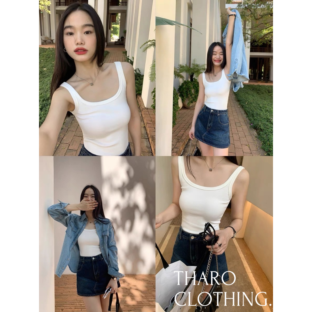Áo Hai Dây Cổ Vuông Có Viền Dd - Tharo Clothing [AO00174]