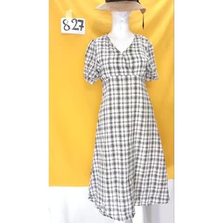 đầm sơmi kẻ ô thoáng mát. S827