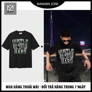Áo thun form rộng nam nữ unisex HUSTLE nắm đấm dollar cực chất