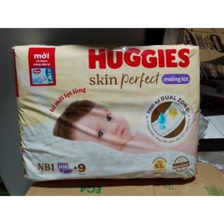 (Tặng 6 miếng) miếng lót sơ sinh huggies newborn 108 +6 miếng skin perfect
