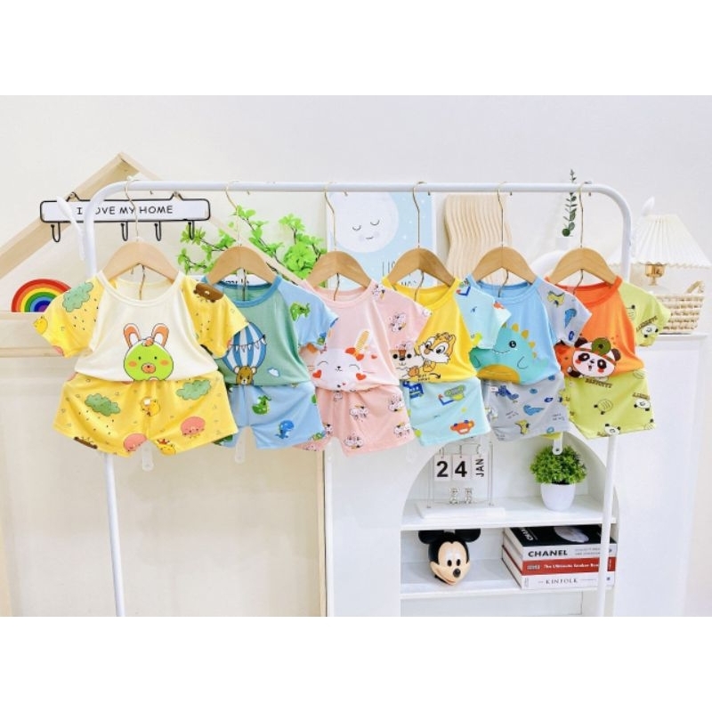 Siêu phẩm mới bộ gắn tay trẻ em thêu hình mặt gấu cho bé trai gái, chất thun lạnh mikymom  cho bé 6/18kg