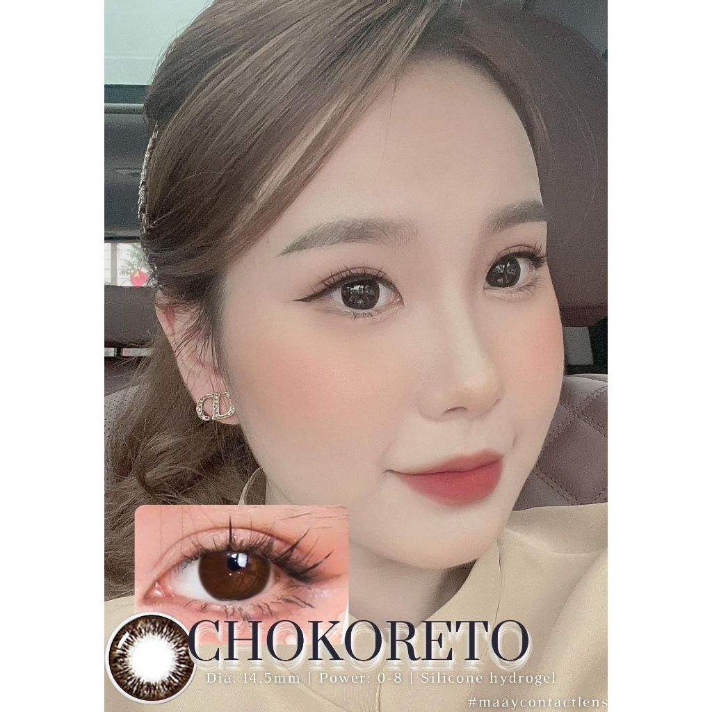 Lens mắt búp bê nâu choco giãn tròng| Gdia: 14.1mm| HSD 1 năm| Silicone| Chokoreto| Angeleyes