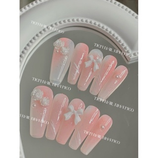 Móng giả Nhà mèo C43 hồng thạch gắn nơ