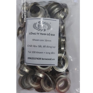 Khoen ore 16mm Khuy mắt cáo đóng bạt, bấm bạt, bấm vải Bằng sắt Túi 100 cái + 100 long đền