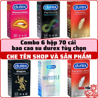 (che tên) Combo 6 hộp 70 bao cao su Durex pleasuremax durex invisible performa fertherlite kingtex