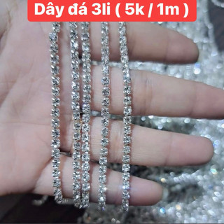 1 mét dây đá hạt cườm đơn , đính đá xoàn lấp lánh , phụ kiện may mặc