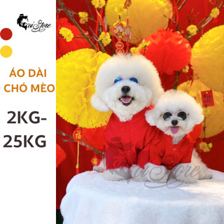 Áo dài 1-25kg Tết chó mèo, pets cưng gấm thêu
