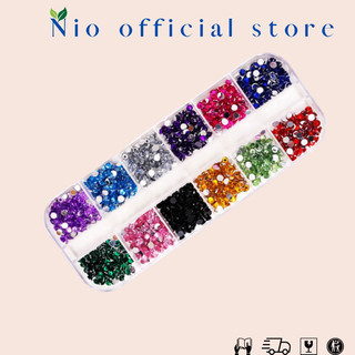 đá nhựa khay 12 mầu ( phụ kiện nail mi )