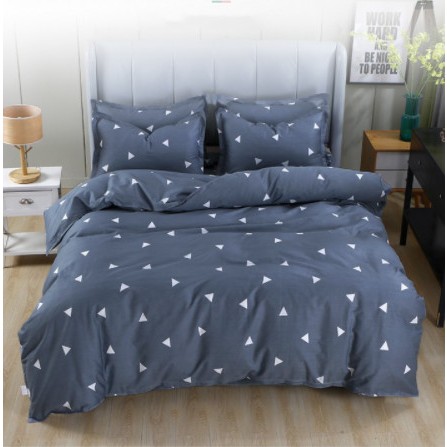 Xả 39k Bộ ga gối 3 món gồm 1 ga 2 vỏ gối 1m4x2m,1m5x2m,1m6x2m mẫu tam giác ghi