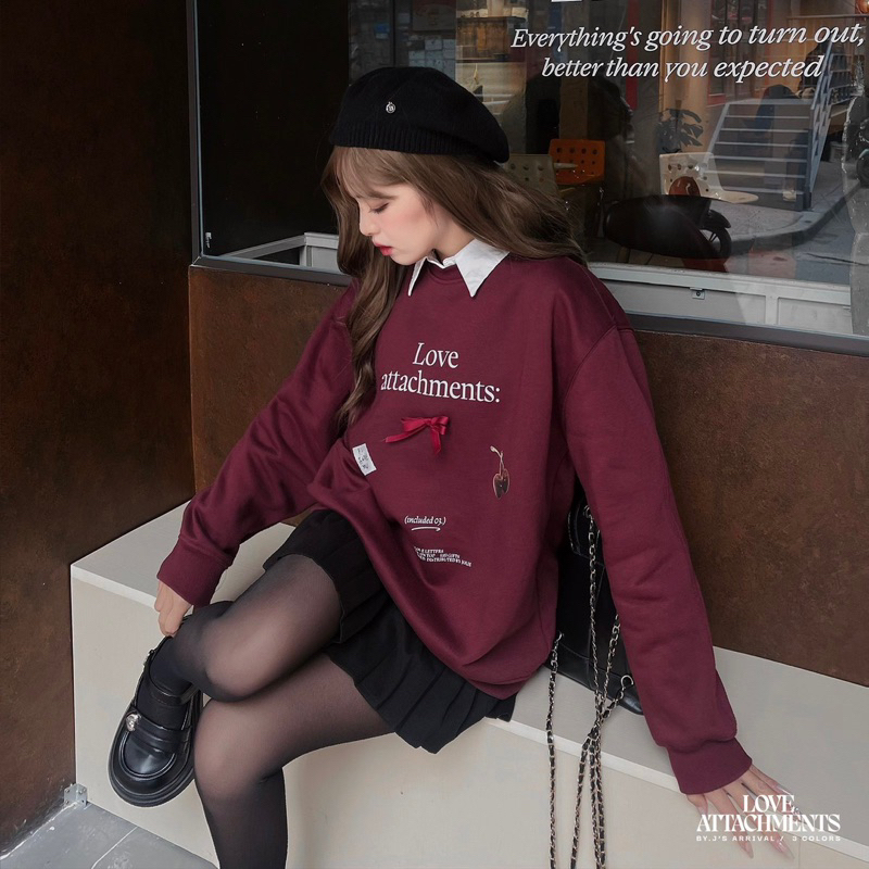 Sweater nỉ bông Love Attachment form suông Byjolievn nam nữ