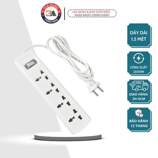 Ổ cắm điện đa năng chống sét SZM401 - 2500W, 4 lỗ 3 chân đa năng chống sét-Hàng nhập khẩu chính hãng