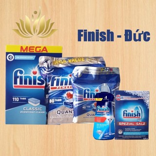Viên rửa bát, chén Finish Quarntum, classic 40 80 110 và nước bóng 500ml, muối 1,2kg