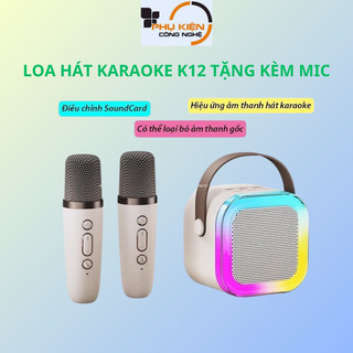Loa Bluetooth Karaoke Mini K12 Kèm Micro,Bộ Hát Karaok Mini